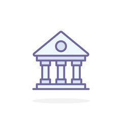 Building with columns icon in filled outline style.