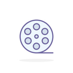 Film reel icon in filled outline style.