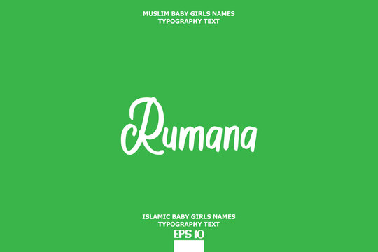 Rumana Arabic Girl Name Text Lettering Vector Sign