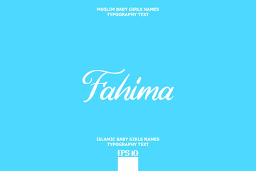 Fahima Arabic Girl Name Alphabetical Text Design