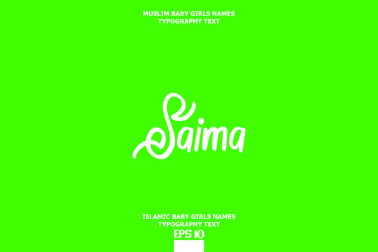 Baby Girl Islamic Name Saima Stylish Typography Text