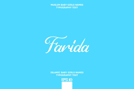 Farida Typography Text Girl Baby Arabic Name 