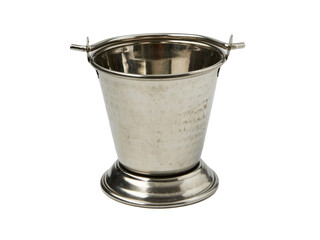 empty metal bucket isolated on white background