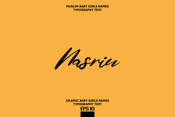 Nasrin Cursive Typography Text Girl Baby Arabic Name