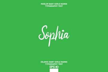 Islamic Female Name Sophia Cursive Calligraphy Text