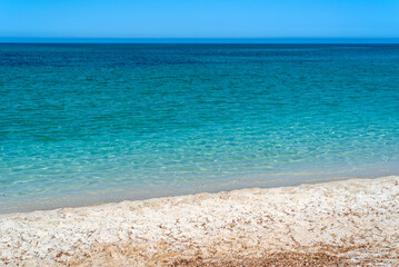 Fototapeta na wymiar Sardegna, lo splendido mare di Maimoni, vicino a Cabras, Italia, Europa 
