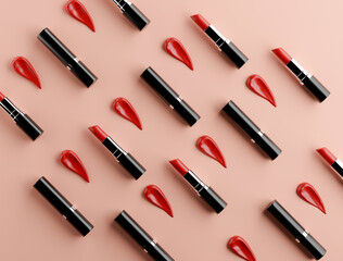 Obraz premium 3d illustration. Cosmetic lipstick mockup of various styles