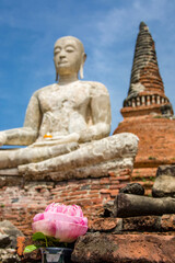 The Buddha statue in Wat Worachettharam, which means "temple of sublime elder brother". It is an ancient temple in Ayutthaya Thailand.