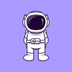 Cartoon vector icon Astronaut standing hands behind. Professional Concept. Premium simple design