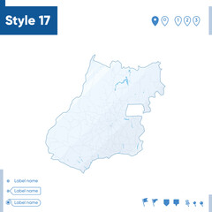 Goias, Brazil - map isolated on white background with water and roads. Vector map.