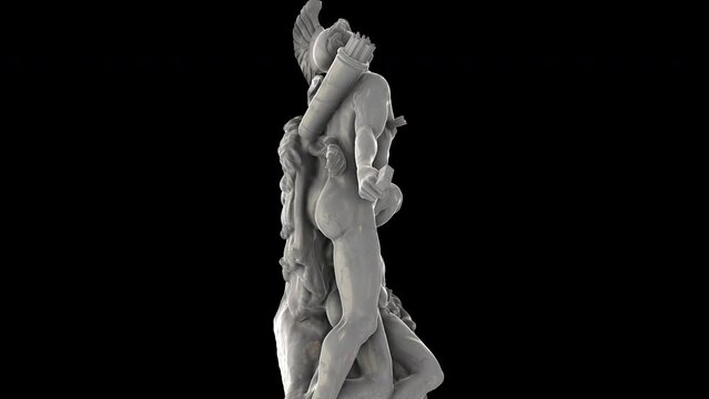 Nisus and Euryale - Rotation zoom-in - 3d animation model on a black background