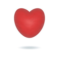 Red realistic 3d heart icon. Valentine's day, 14 february vector illustration.