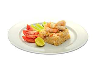 Shrimp Fried Rice isolated on white background
