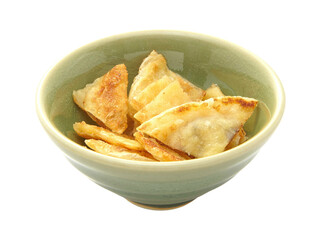 Deep-fried dumplings with pork White background Isolated.