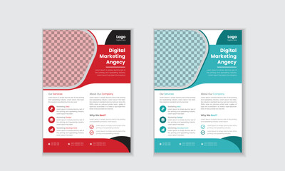 Creative Red And Cyan Corporate Flyer Template