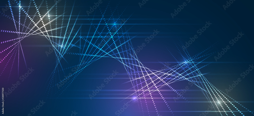 Aufkleber Blue background with various technological elements. Hi-tech computer digital technology concept. Abstract lines. Technology communication vector illustration.