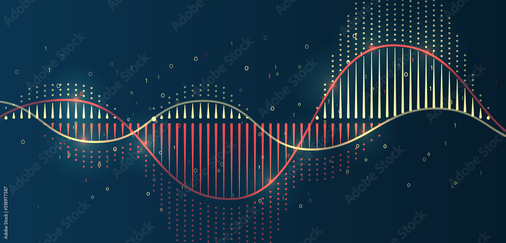 Poster Data analytics concept. Futuristic file organized. Sorting a large amount of data on a dark background. Structuring the flow of information.