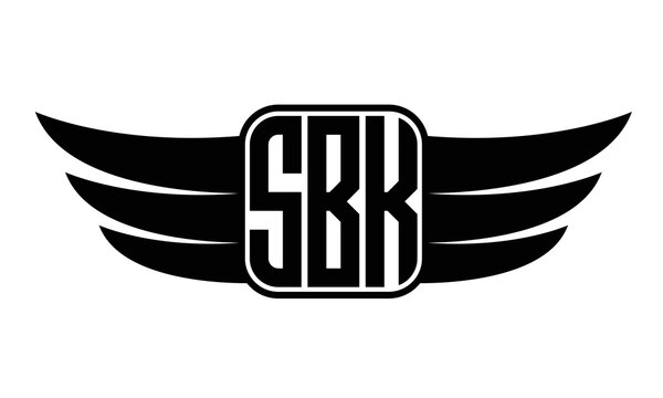SBK three Letter wing minimalist creative concept icon eagle symbol professional logo design, Vector template