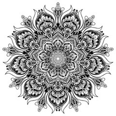 Coloring book patterns in mandala style for Henna, Mehndi, tattoos, decorative ornaments in ethnic oriental style page.