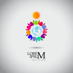 Logo people around the globe. Vector illustration