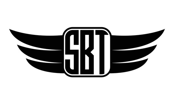SBT three Letter wing minimalist creative concept icon eagle symbol professional logo design, Vector template