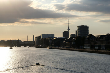 Fototapeta premium Sunset view on the Spree river in Berlin