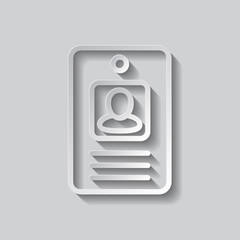 Id card icon vector. Flat design. Paper style with shadow. Gray background.ai