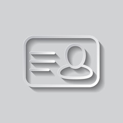 Id card simple icon vector. Flat design. Paper style with shadow. Gray background.ai