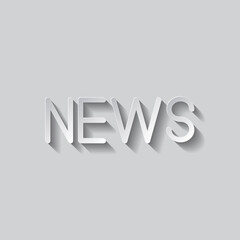 News simple icon vector. Flat design. Paper style with shadow. Gray background.ai