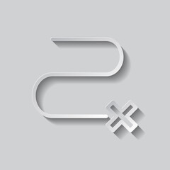 Route icon, vector. Flat design. Paper style with shadow. Gray background.ai