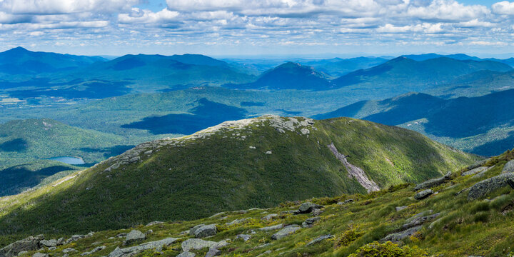 Panoramic view from the top of Algonquin Peak in Adirondack mountains