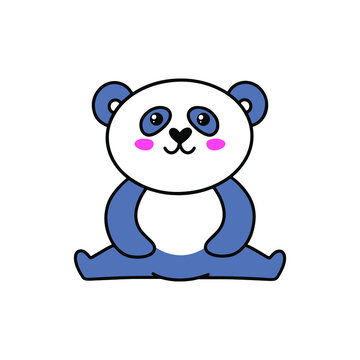 kawaii panda on white background. Flat illustration. 