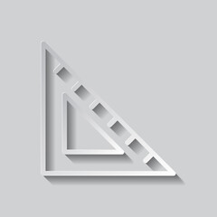Triangle ruler simple icon vector. Flat design. Paper style with shadow. Gray background.ai