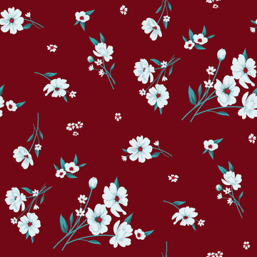 Trendy floral background with elegant small flowers on field  in liberty style ,ornate vector template
