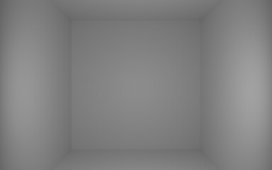3D rendering of a room against an empty space background. White background with light white walls and white floor