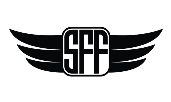 SFF three Letter wing minimalist creative concept icon eagle symbol professional logo design, Vector template
