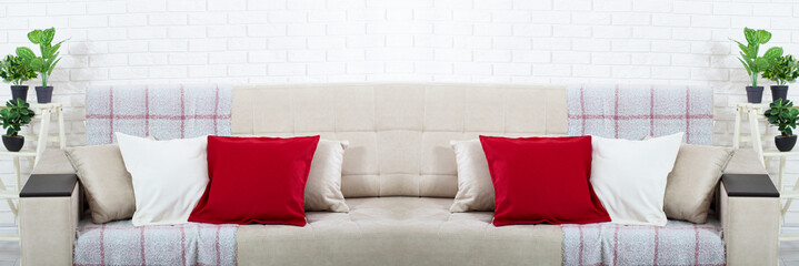 Colorful pillow on sofa in living room