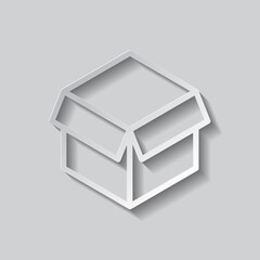 Box simple icon vector. Flat design. Paper style with shadow. Gray background.ai