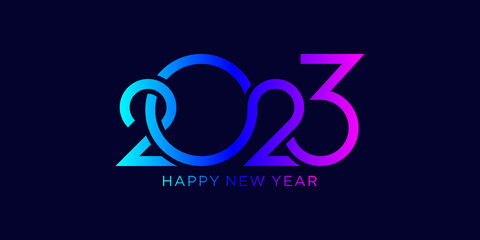 new year 2023 logo design with interconnected numbers and gradient colors