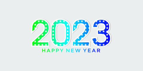 new year 2023 logo design with star effect