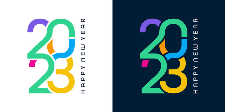 Colorful And Interconnected New Year 2023 Logo Design