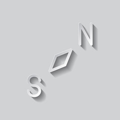 Compass icon vector. Flat design. Paper style with shadow. Gray background.ai