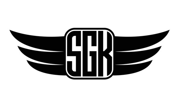 SGK three Letter wing minimalist creative concept icon eagle symbol professional logo design, Vector template