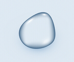 Drop water 3d realistic style isolated on transparent background. Vector 10 eps