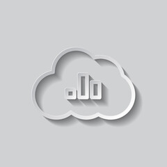 Graph, cloud simple icon vector. Flat design. Paper style with shadow. Gray background.ai