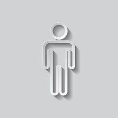 Man simple icon vector. Flat design. Paper style with shadow. Gray background.ai