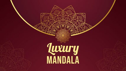Modern luxury golden Islamic mandala template. Vector background with gradient color pattern Arabic style.