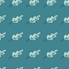 Simple outline oak seamless pattern. Foliage backdrop. Nature wallpaper.