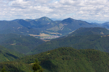 Summer Slovak Mountain Great Fatra, Velka Fatra, peaks Nova Hola (1361 m) and Zvolen (1403 m), views from them, Slovakia