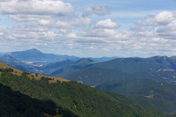 Obraz na płótnie Canvas Summer Slovak Mountain Great Fatra, Velka Fatra, peaks Nova Hola (1361 m) and Zvolen (1403 m), views from them, Slovakia